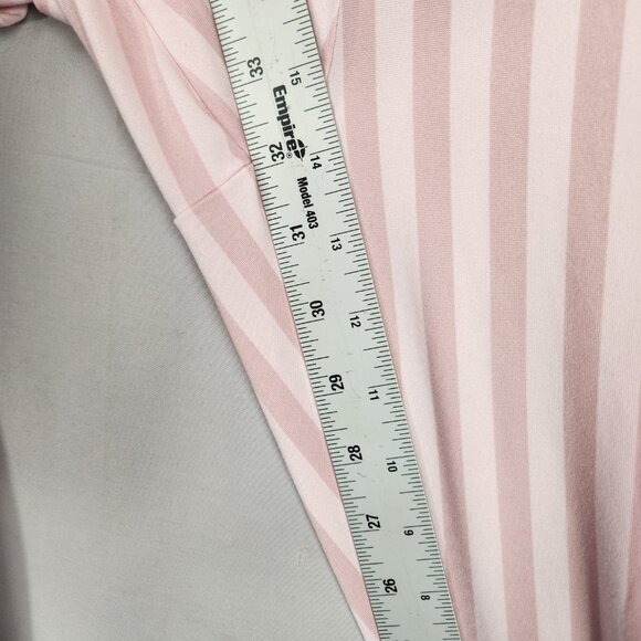 Laura Ashley Pink Stripe Knit Pajamas SZ M Button Front Contrasting Trim - Picture 12 of 14